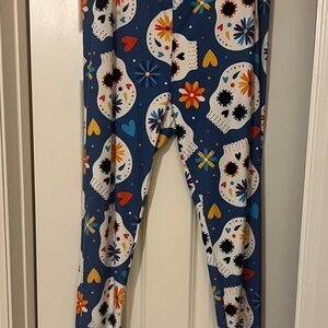 LuLaRoe Colorful Skull Print Leggings TC2